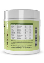 A white plastic jar of Staminol Pro Ayurvedic medicine with a light green label, shown against a plain white background.
