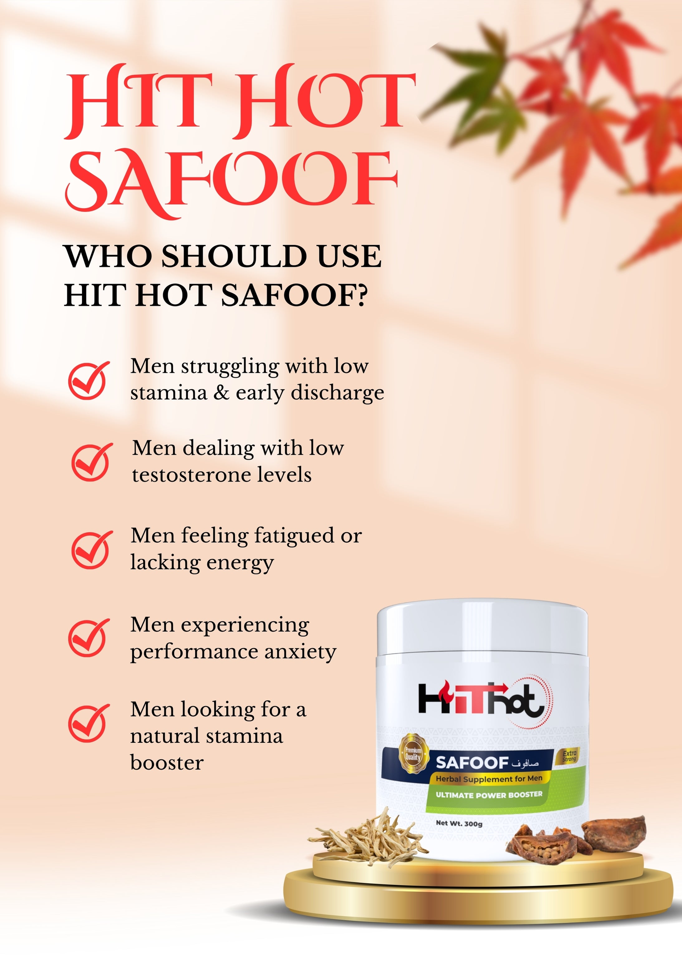 Hit Powder Hit-Hot Safoof Herbal Powder for Male Stamina & Testosterone Boost