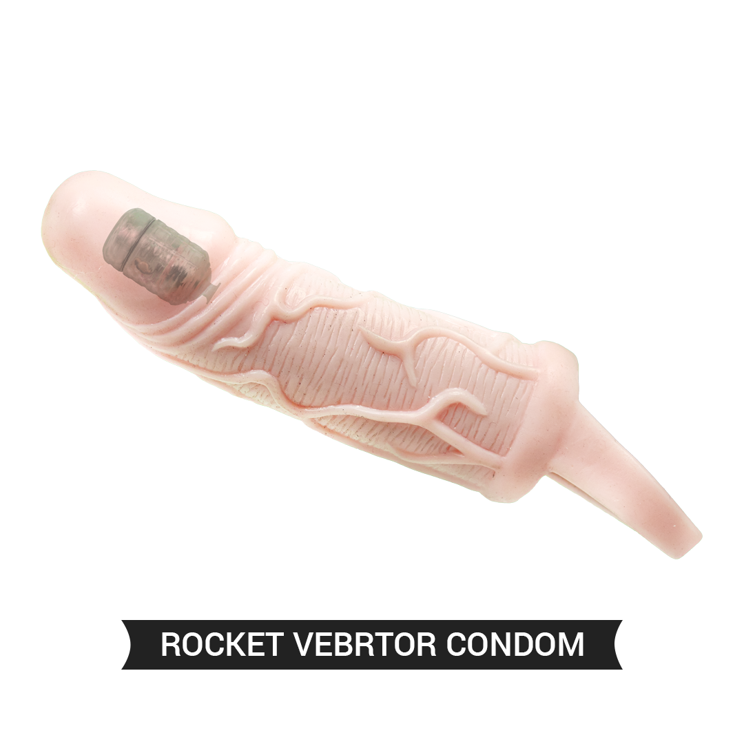 Rocket Vibrater Condom ,  6.29 INCH VIBRATING PENIS EXTENSION EXTENDER COCK SLEEVE GIRTH ENHANCER FOR MEN